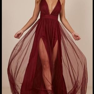 Long burgundy dress